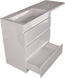 Style Line Тумба с раковиной Даллас 150 L 3 ящика под стиральную машину – фотография-6